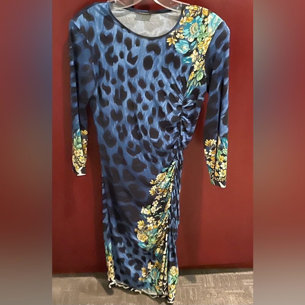 VERSACE DRESS PURCHASED IN BAL HARBOUR SHOPPES. Size 44 VERSACE Ruching on sides